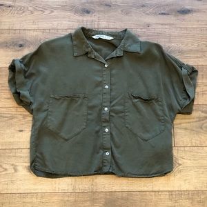 Zara XS Button Up Crop Top NWOT